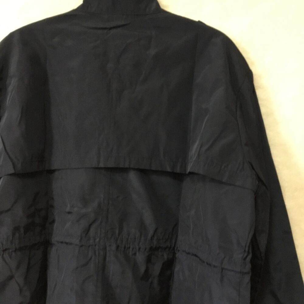 Navy Glossy Drawstring Trim Button-Down Coach Jacket - Picture 14 of 16